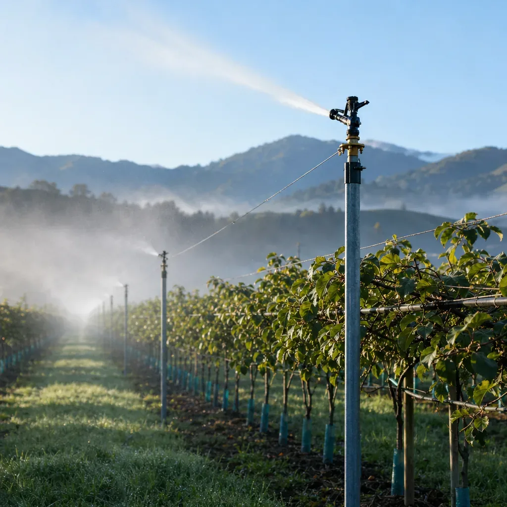 Frost protection water infrastructure in an orchard